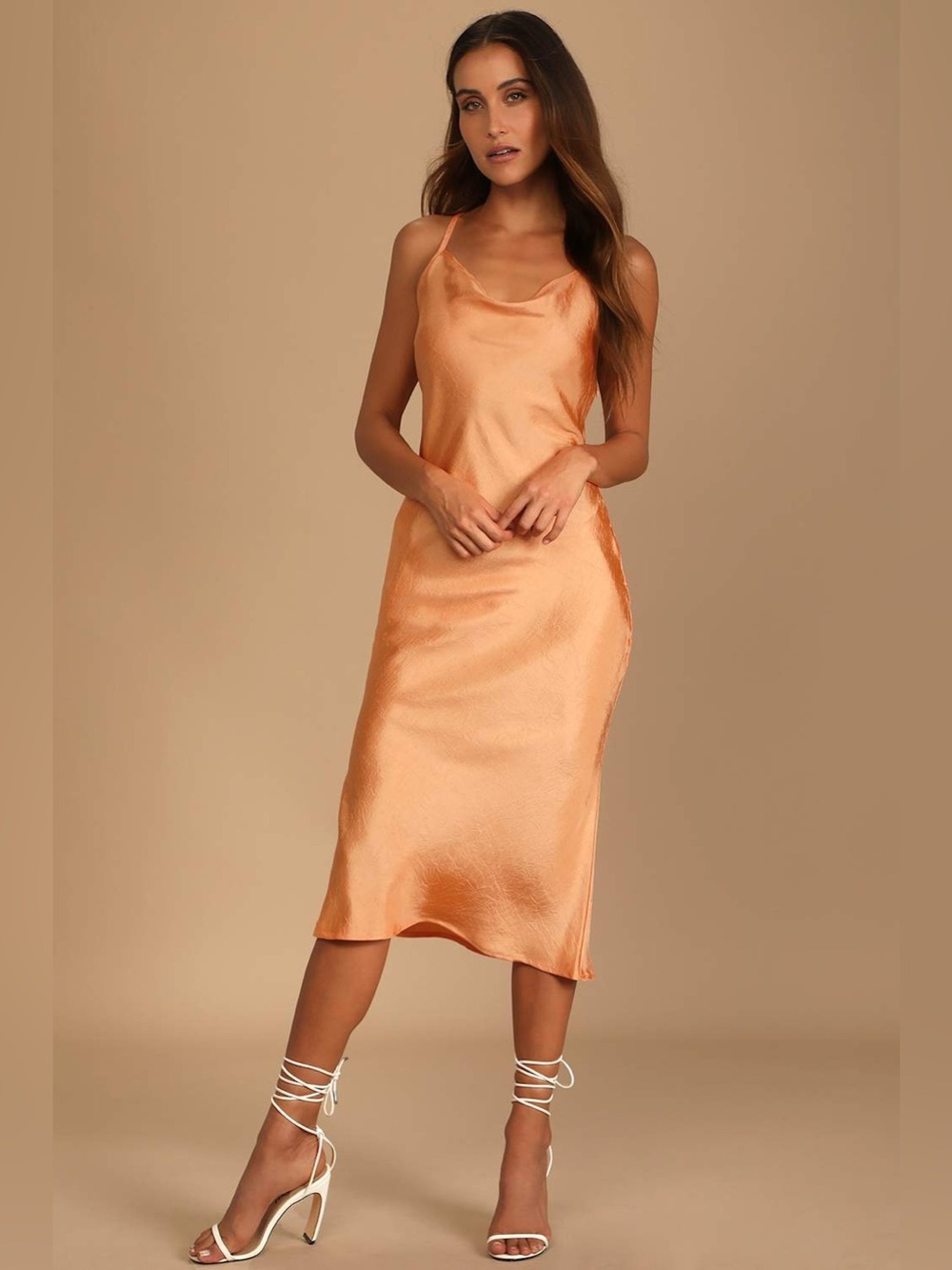 4TH & RECKLESS Lowe Light Orange Strappy Midi Dress Size XS